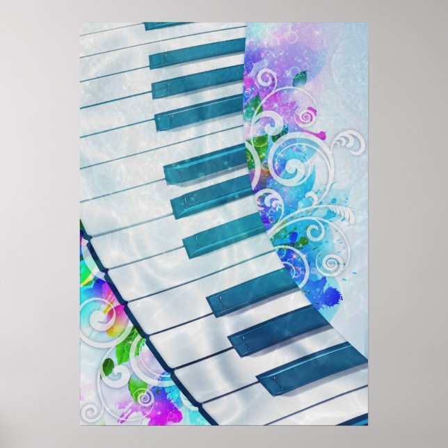 Awesome cool blue circular  piano light effect poster (Front)