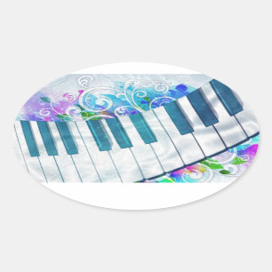 Awesome cool blue circular  piano light effects oval sticker