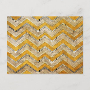 Awesome cool chevron zigzag pattern wood marble postcard