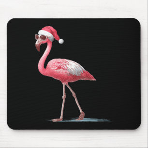 Awesome Cool Flamingo With Christmas Hat And Sungl Mouse Pad