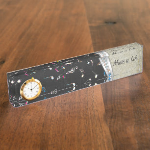 Awesome cool "Music is Life" colourful music notes Nameplate