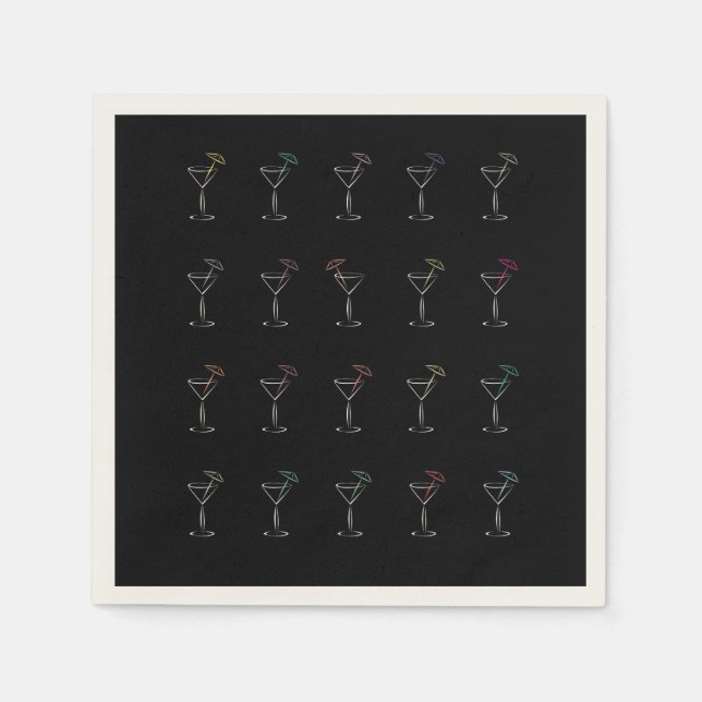 Awesome Cool Neon Martini Glasses Napkin (Front)