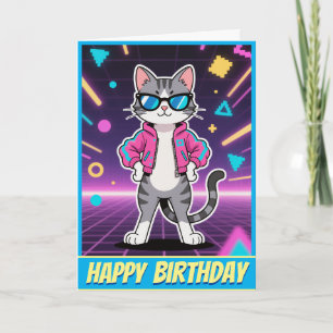 Awesome Cool Retro Gamer Cat Card