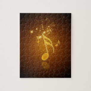 Awesome cool trendy glowing semiquavers music note jigsaw puzzle