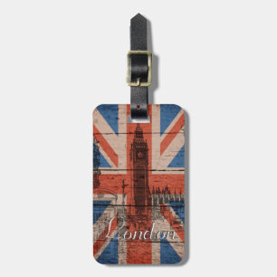 Awesome cool trendy old wood grunge U.k. flag Luggage Tag