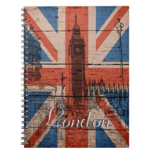 Awesome cool trendy old wood grunge U.k. flag Notebook
