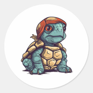 Awesome Cool Turtle Adorable Animal Graphic Classic Round Sticker