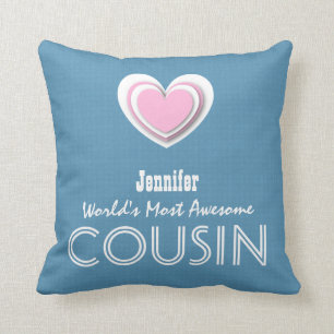 Awesome COUSIN Pastel Blue Pink Star and Name A04V Cushion