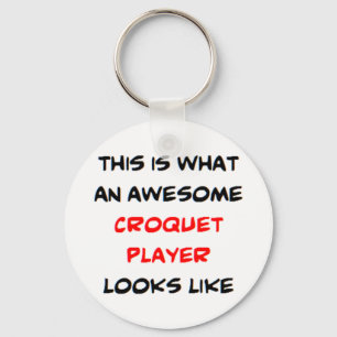 awesome croquet player key ring