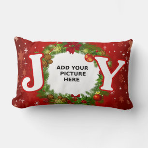 Awesome Custom Joy of Christmas Your Photo Lumbar Cushion