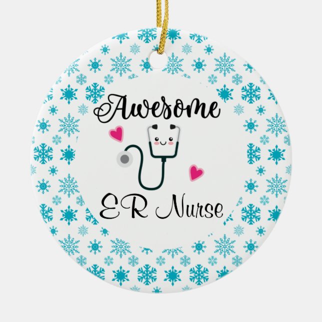Awesome Custom Nurse Gift Ceramic Ornament (Front)