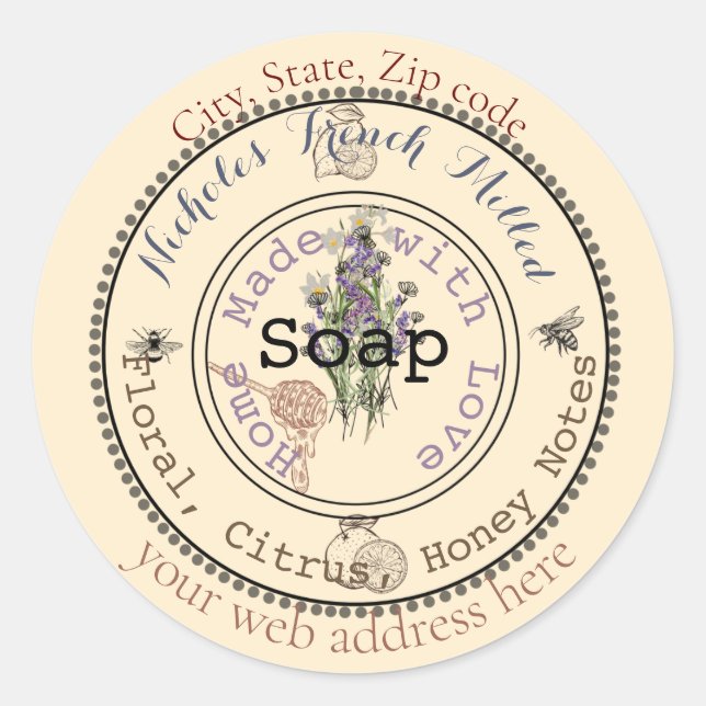 awesome customisable soap  classic round sticker (Front)