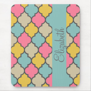 awesome cute trendy Quatrefoil colourful pattern Mouse Pad