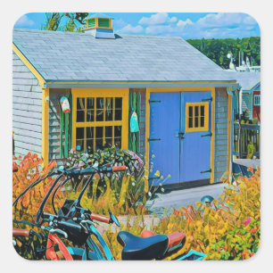 Awesome Cycling Painting Square Sticker