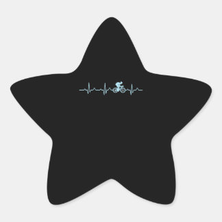 awesome cyclist heartbeat mountain biking cycling star sticker