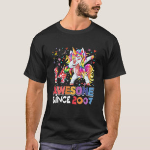 Awesome Dabbing Unicorn Birthday 14 Years Old Girl T-Shirt