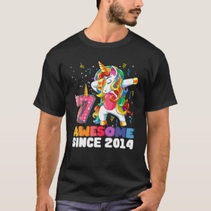 Awesome Dabbing Unicorn Birthday 7 Year Old Girl 7 T-Shirt
