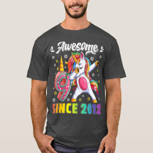 awesome dabbing unicorn birthday 9 year old Girl 9 T-Shirt