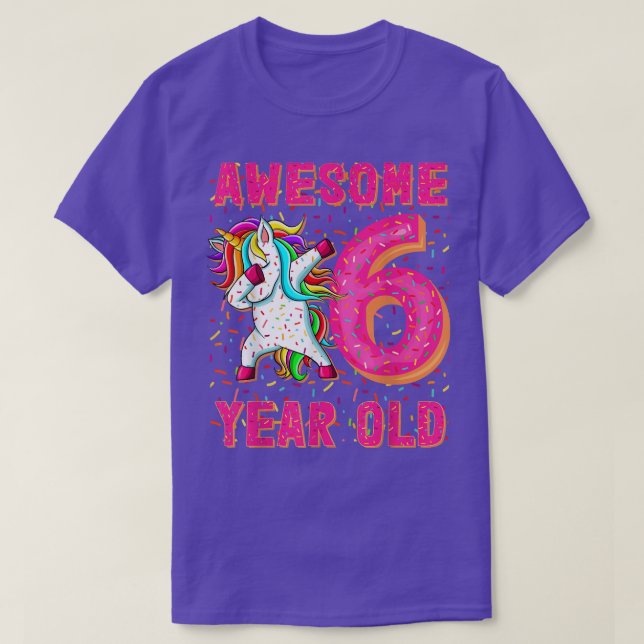 Awesome Dabbing Unicorn Donut 6th Birthday Shirt 6 (Design Front)