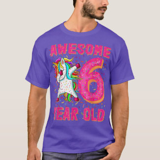 Awesome Dabbing Unicorn Donut 6th Birthday Shirt 6