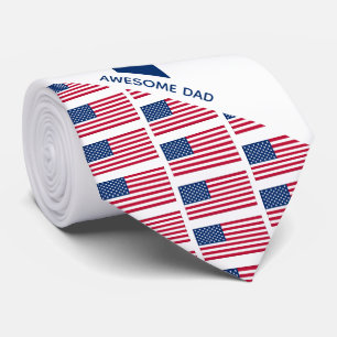 Awesome Dad AMERICAN FLAG Monogram Tie