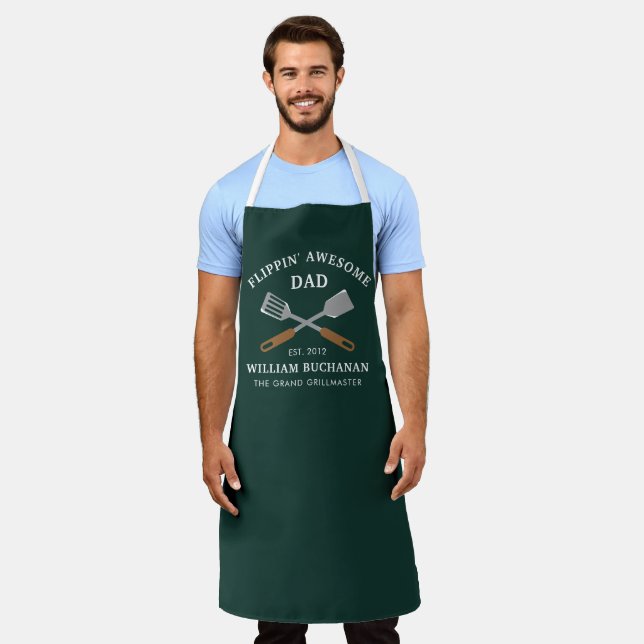 Awesome Dad BBQ Father Grill Chef Personalised Apron (Worn)