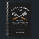 Awesome Dad BBQ Father Personalised Recipe Notebook<br><div class="desc">Cute Flippin' Awesome dad design that makes a great gift for a cook or a chef dad in your life.</div>