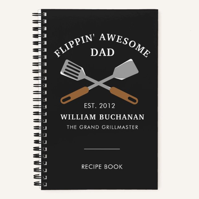 Awesome Dad BBQ Father Personalised Recipe Notebook (Front)