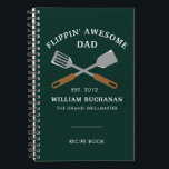 Awesome Dad BBQ Father Personalized Recipe Notebook<br><div class="desc">Cute Flippin' Awesome dad design that makes a great gift for a cook or a chef dad in your life who knows his way around the kitchen. Other products with this designs also available in our store.</div>