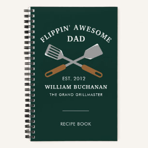 Awesome Dad BBQ Father Personalized Recipe Notebook