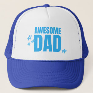 Awesome dad blue text trucker hat