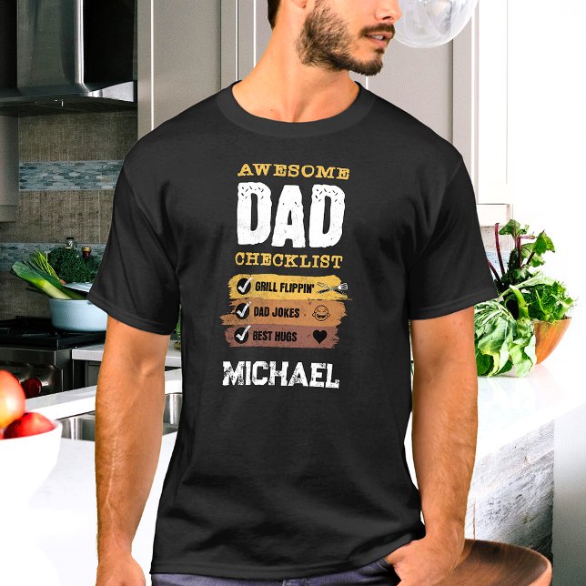 Awesome Dad Checklist Custom Name Personalised T-Shirt (Creator Uploaded)