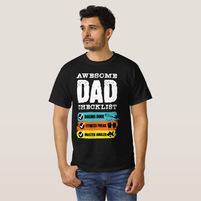 Awesome Dad Checklist Funny Father’s Day T-Shirt (Front Full)