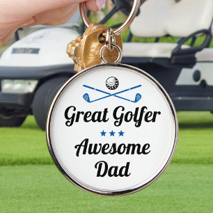 Awesome Dad Golfer Father's Day Blue Custom Key Ring
