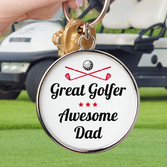 Awesome Dad Golfer Father's Day Red Custom Key Ring (Creator Uploaded)
