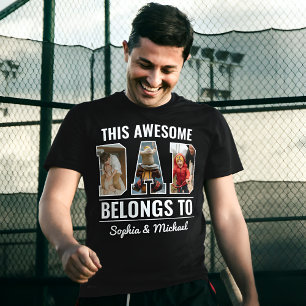 Awesome Dad Personalised Photo Collage & Kids Name T-Shirt