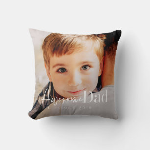 Awesome Dad Since 20XX Modern Simple Elegant Photo Cushion