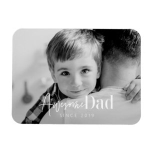 Awesome Dad Since 20XX Modern Simple Elegant Photo Magnet