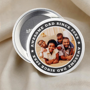 Awesome Dad Since 20XX Modern Simple Photo 7.5 Cm Round Badge
