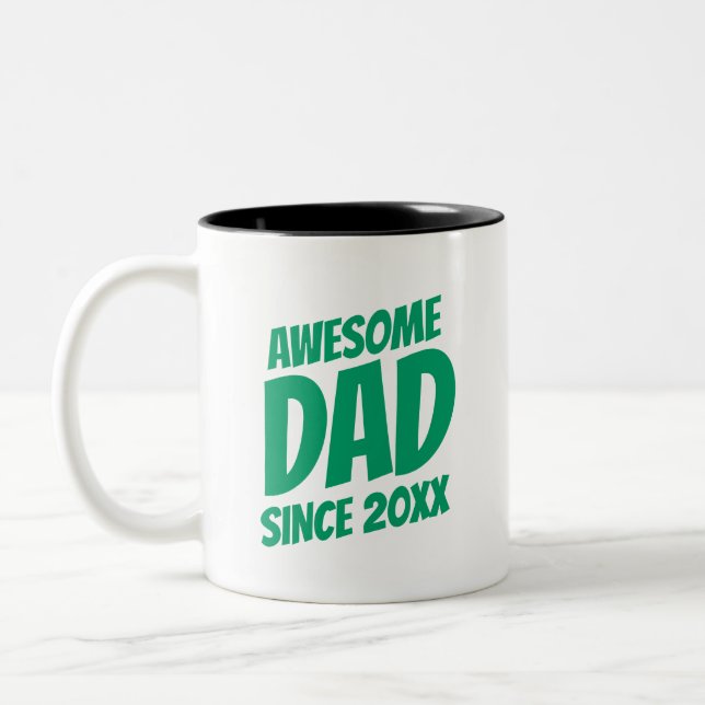 Awesome Dad Since 20XX Simple and Cool Two-Tone Coffee Mug (Left)