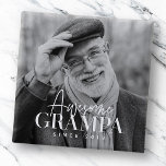 Awesome Dad Since 20XX Simple Elegant Custom Photo 15 Cm Square Badge<br><div class="desc">This simple and modern design is composed of serif and cursive typography and add a custom photo</div>