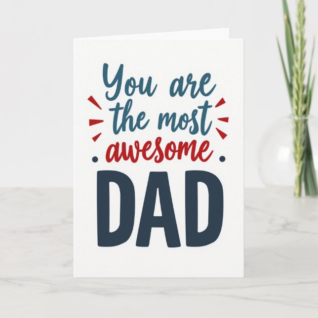 Awesome Dad Teal Script Fathers Card (Front)