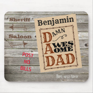 Awesome Dad Western Themed Custom Name Mouse Pad