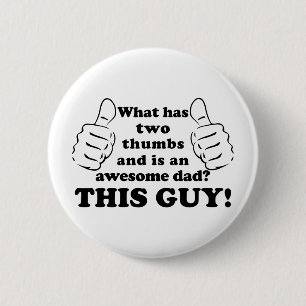 Awesome dad with thumbs 6 cm round badge