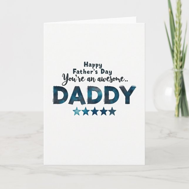 Awesome Daddy Teal Stars Card (Front)
