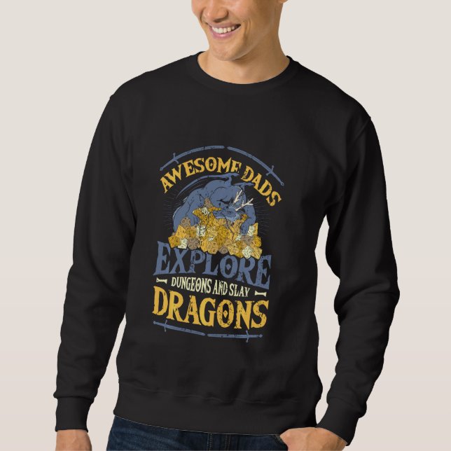 Awesome Dads Explore Dungeons Dm Rpg Gamer Sweatshirt (Front)