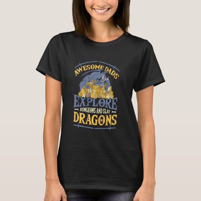 Awesome Dads Explore Dungeons Dm Rpg Gamer T-Shirt (Front)