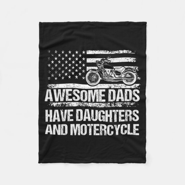 Awesome Dads Have Daughters And Motorcycle Father' Fleece Blanket (Front)