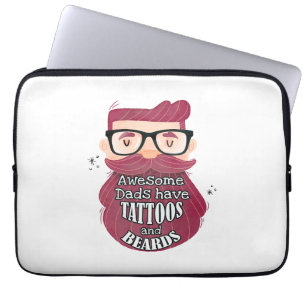 Awesome Dads Have Tattoos and Beards Laptop Sleeve