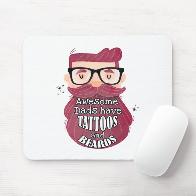 Awesome Dads Have Tattoos and Beards Mouse Pad (With Mouse)